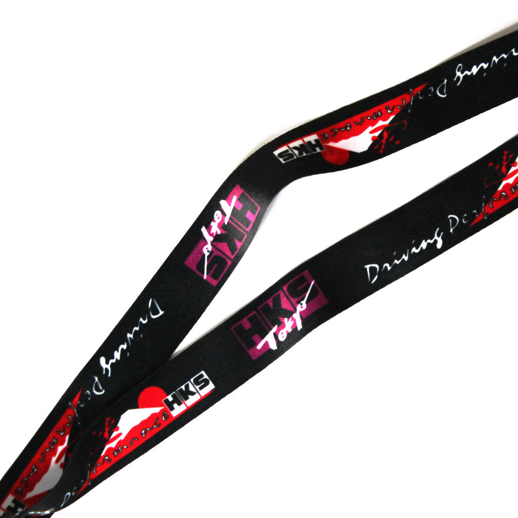 Close-up of a HKS Toyota lanyard
