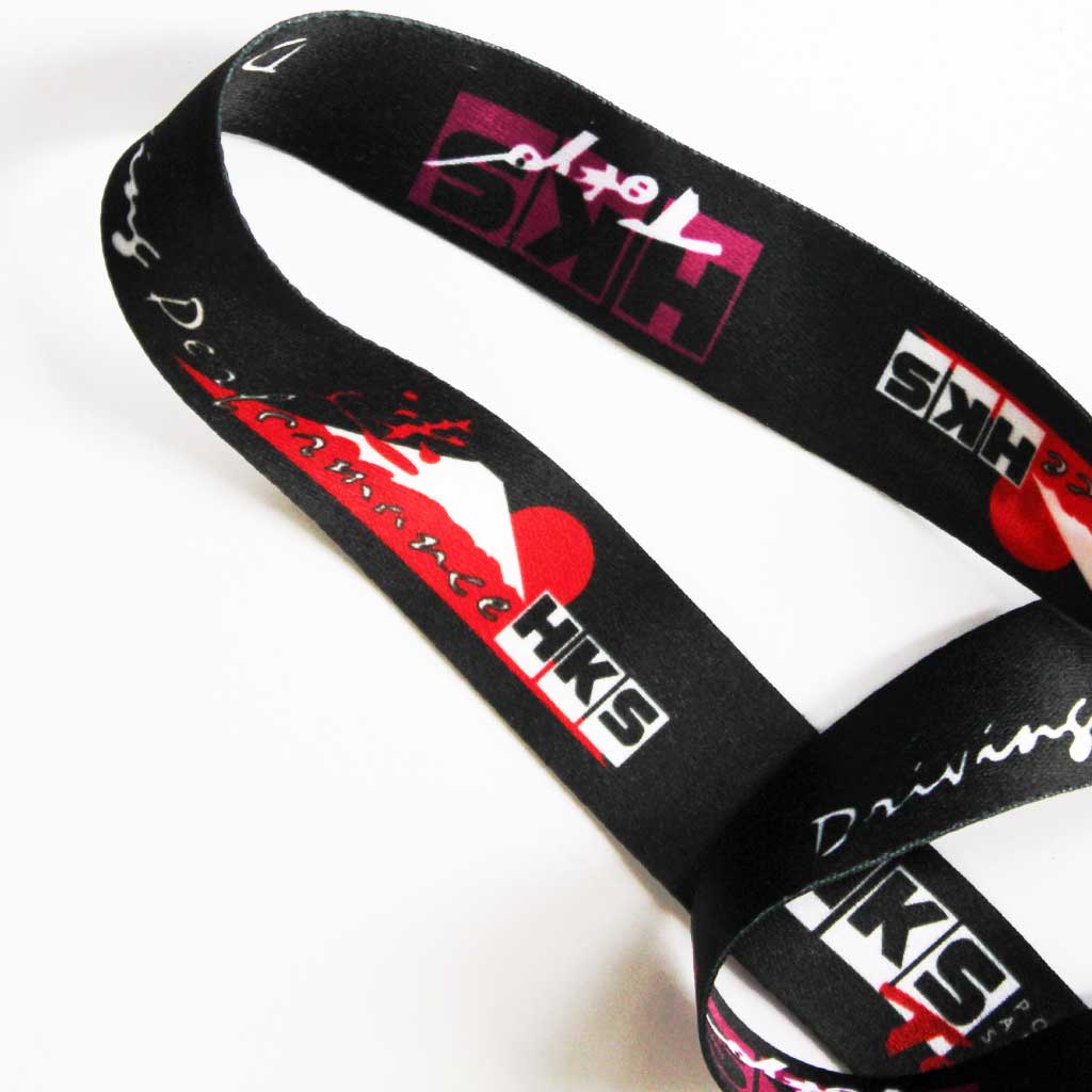 Close-up of a HKS lanyard with fuji mount and rising sun