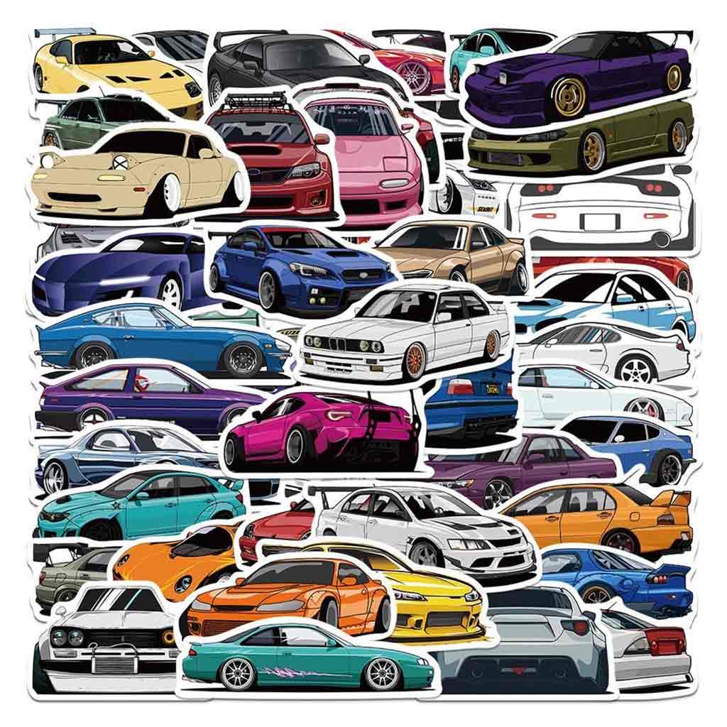 Various colourful JDM car stickers