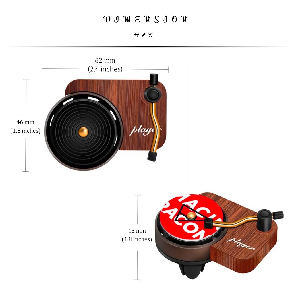 Dimensions of mini record player air freshener