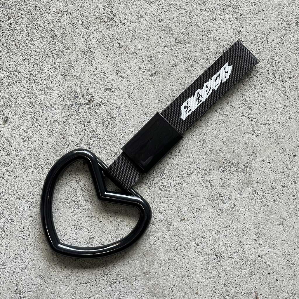 JDM Heart Ring Charm w/ Black Handle Strap | Tsurikawa