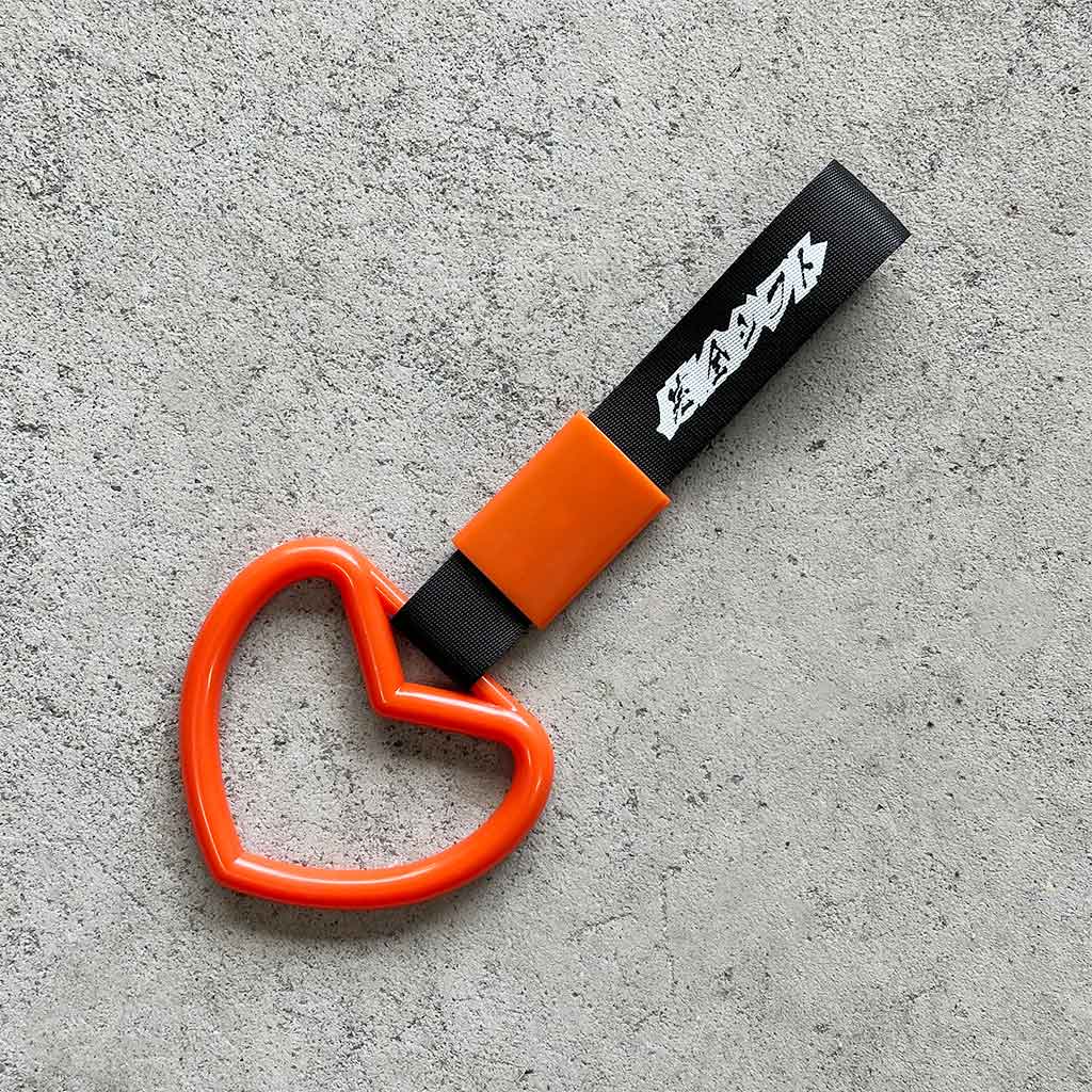 JDM Heart Ring Charm w/ Black Handle Strap | Tsurikawa