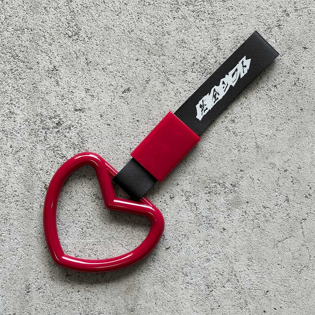 JDM Heart Ring Charm w/ Black Handle Strap | Tsurikawa