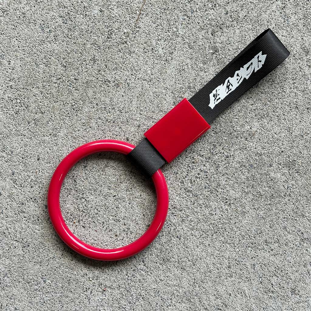 JDM Heart Ring Charm w/ Black Handle Strap | Tsurikawa