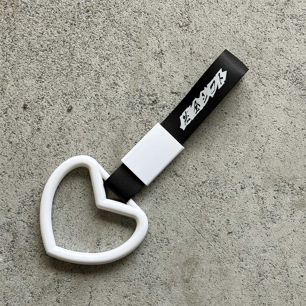 JDM Heart Ring Charm w/ Black Handle Strap | Tsurikawa