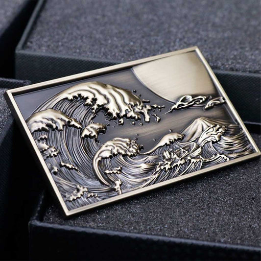 The Great Wave Off Kanagawa Metal Badge Sticker