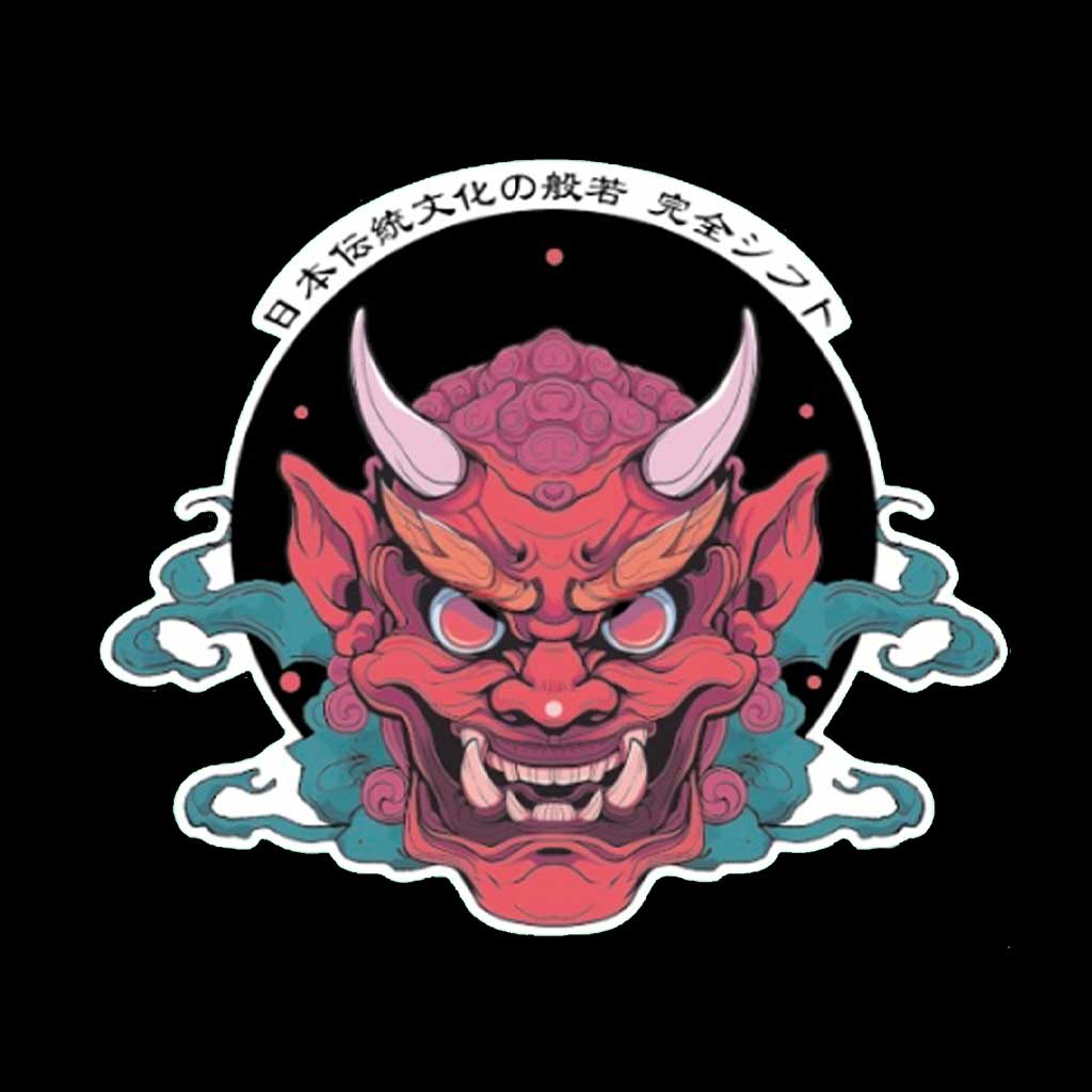 Oni mask style sticker