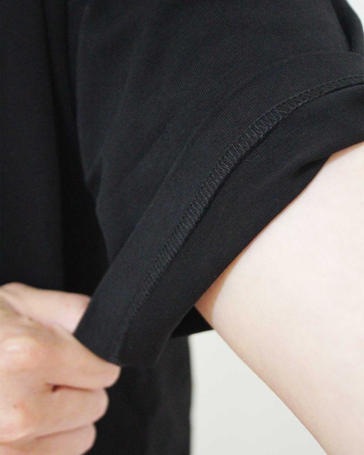 Close-up of the cover stitch of the sleeves