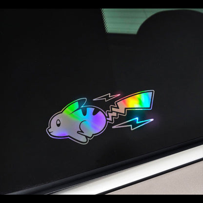 Iridescent Lightning Jumping Pikachu Sticker