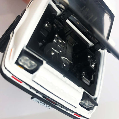 Display of an AE86 car model's opened hood