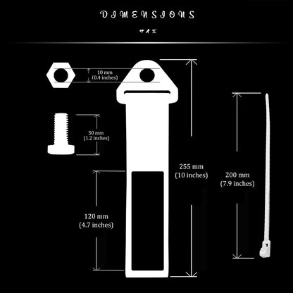 Dimensions of the tow strap with detailed information