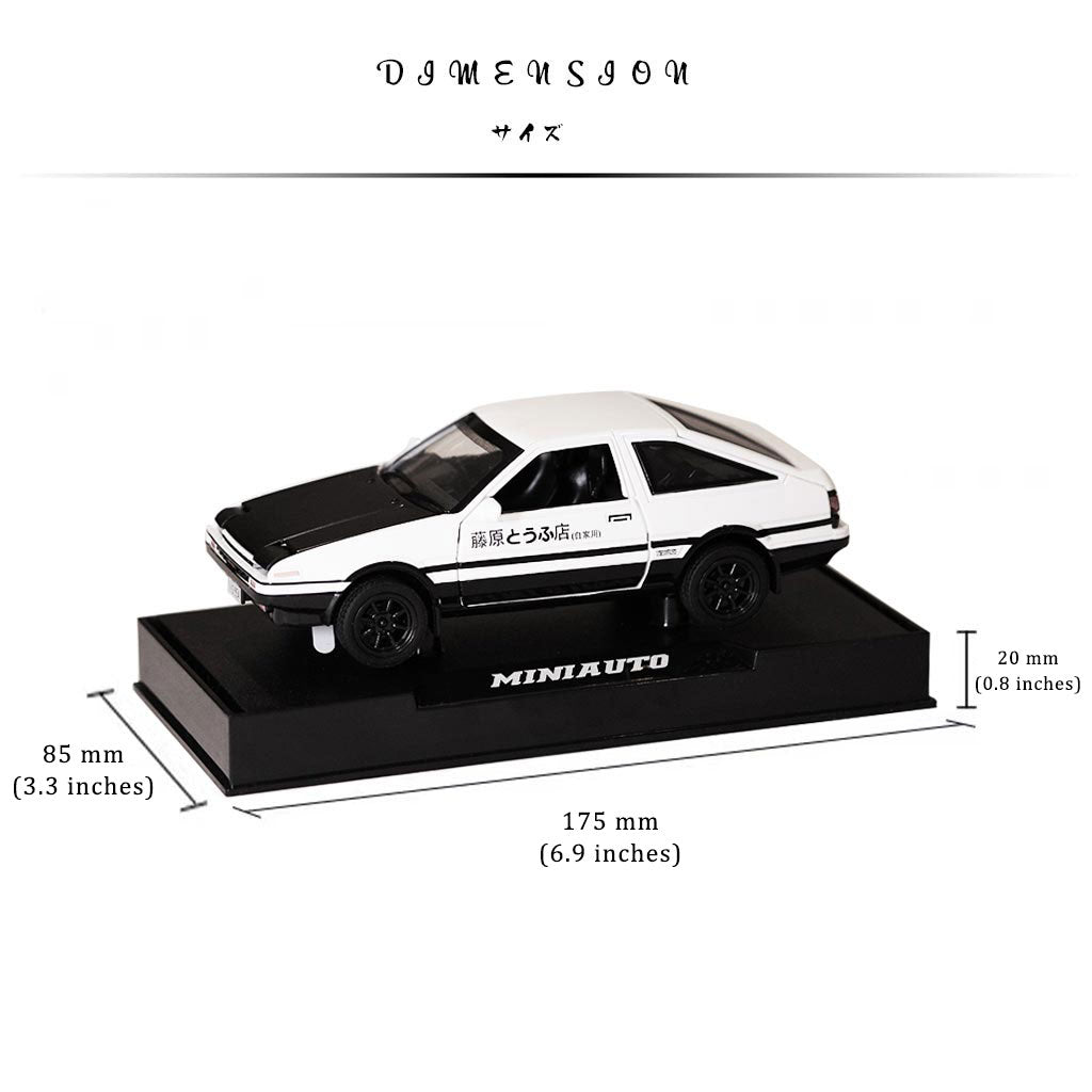 Dimension of an AE86 car model and the mounting base