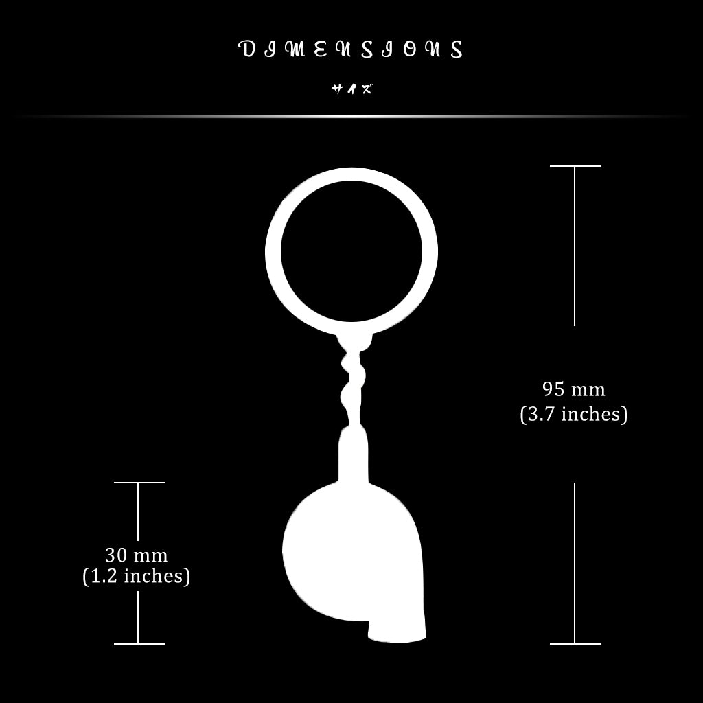 Dimensions of a turbo keychain with measurements