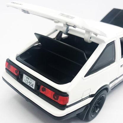 Close-up of AE86 car model's opened trunk