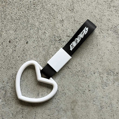 JDM Heart Ring Charm w/ Black Handle Strap | Tsurikawa